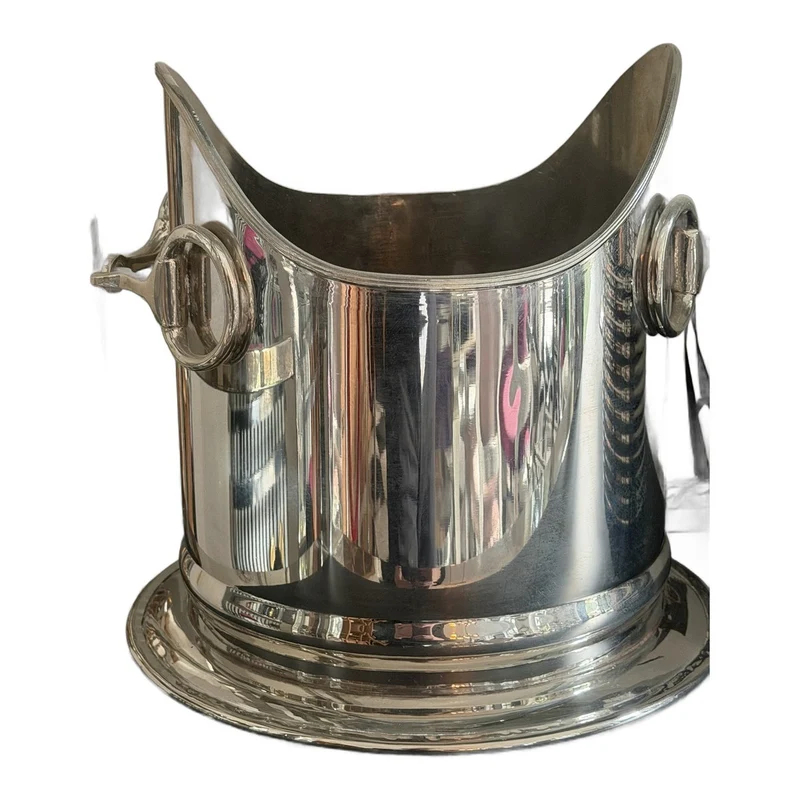 Casa Padrino Luxus Flaschenkühler Silber mit Trensen Beschlag - Weinkühler auf Sockel