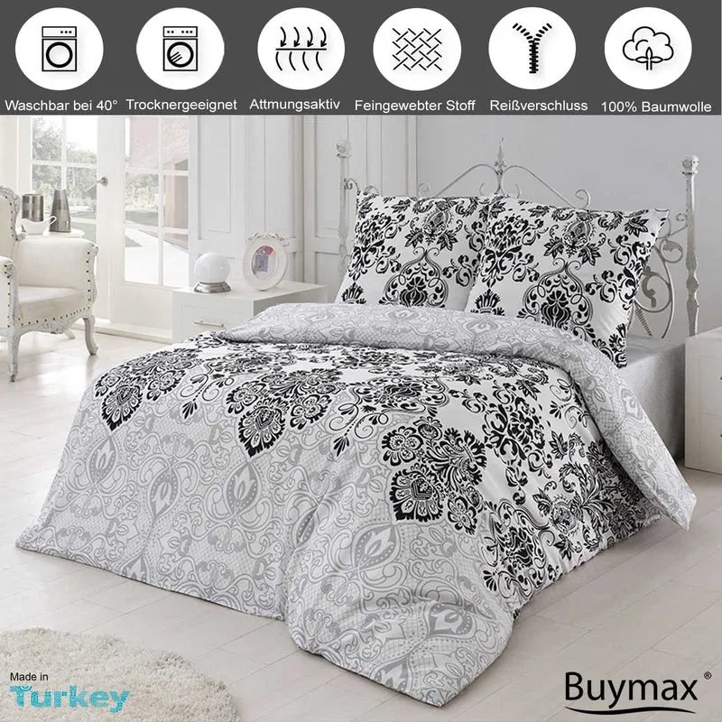 Renforcé Bettwäsche "Luxury Grey" aus 100% Baumwolle, 100% Baumwolle, Reißverschluss, 80x80 cm Kissenbezug