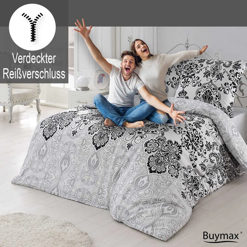 Renforcé Bettwäsche "Luxury Grey" aus 100% Baumwolle, 100% Baumwolle, Reißverschluss, 80x80 cm Kissenbezug