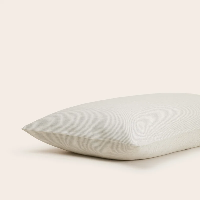 Lot de 2 taies d'oreiller FINEA ivoire et vert de gris
