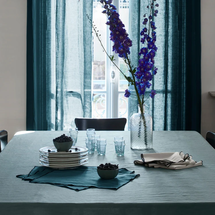 Set de table CARLINA pétrole et bourdon noir