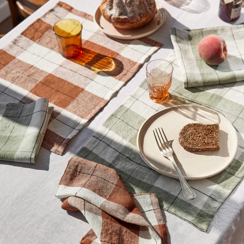 Set de table GREGORY laurier et blanc cassé