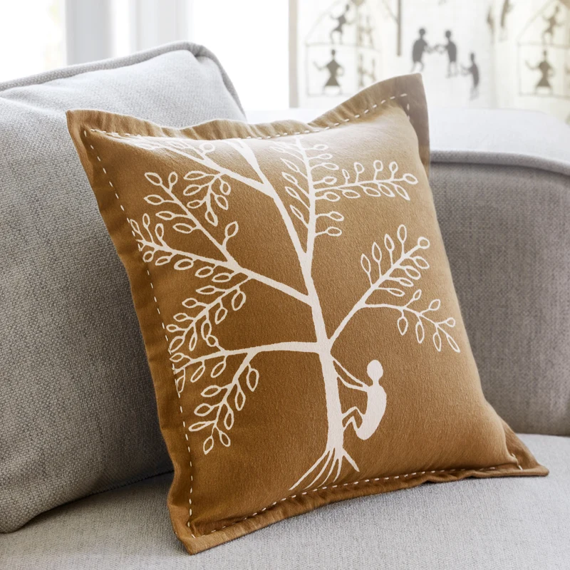 Housse de coussin KANAN marron et écru