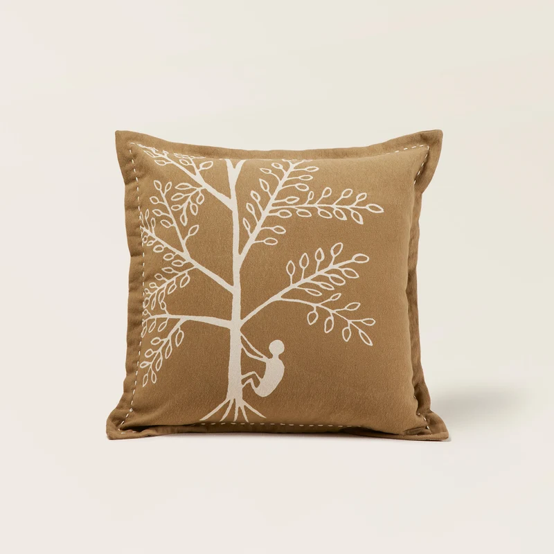 Housse de coussin KANAN marron et écru