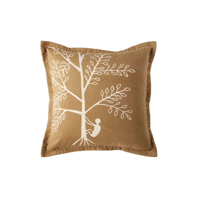 Housse de coussin KANAN marron et écru