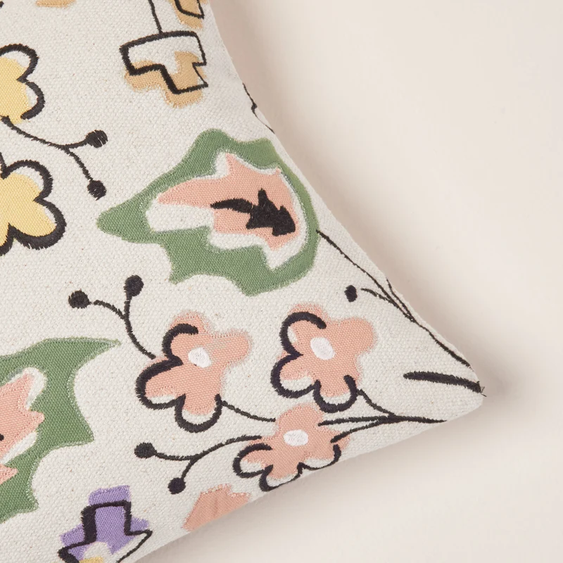 Housse de coussin LOUISINE naturel et pastels