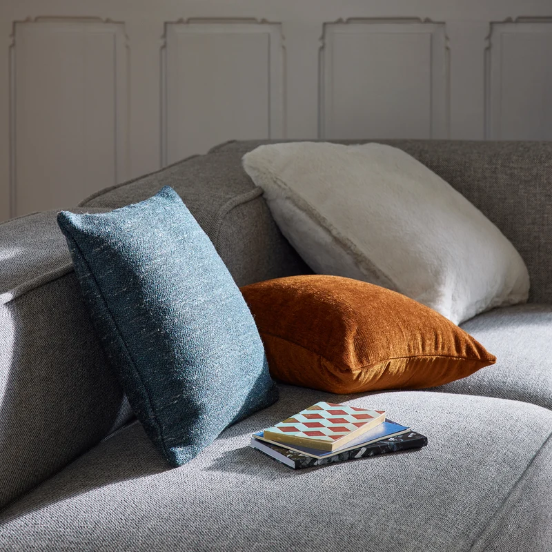 Housse de coussin ORSSO pétrole chiné