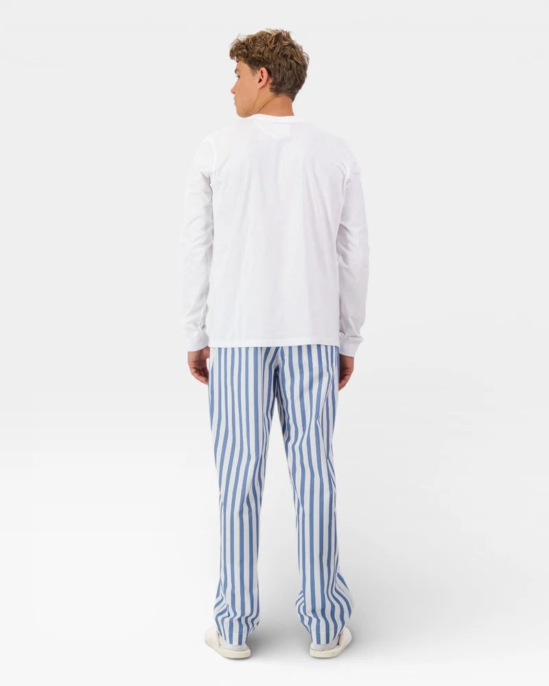 Men's Pyjama Set - Beach Stripe On White
