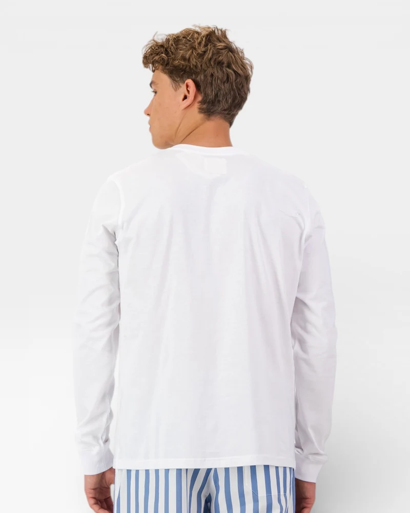 Men's Pyjama Set - Beach Stripe On White