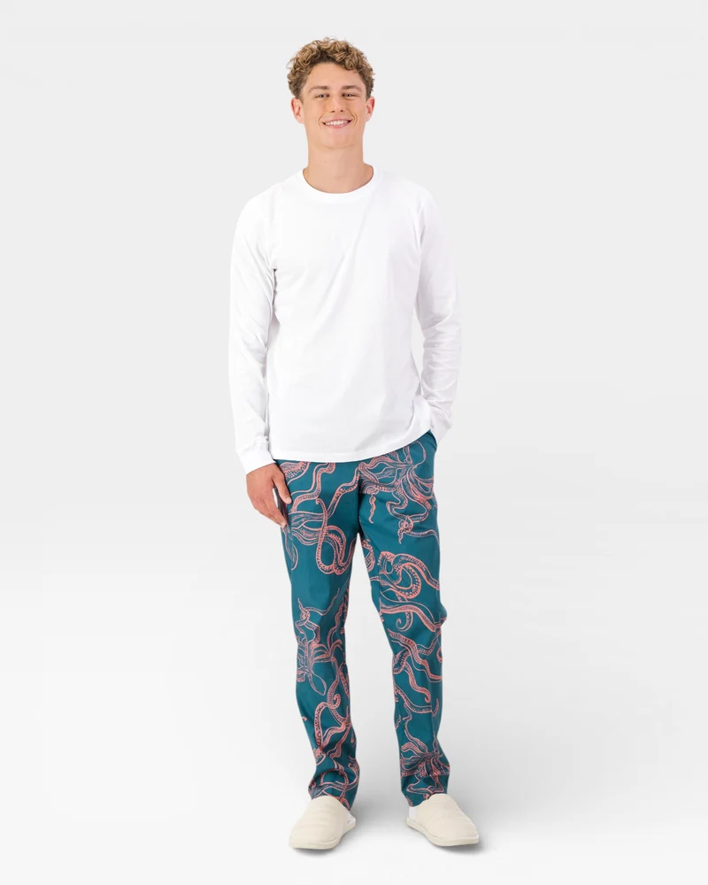 Men's Pyjama Set - Octopus Pink on White