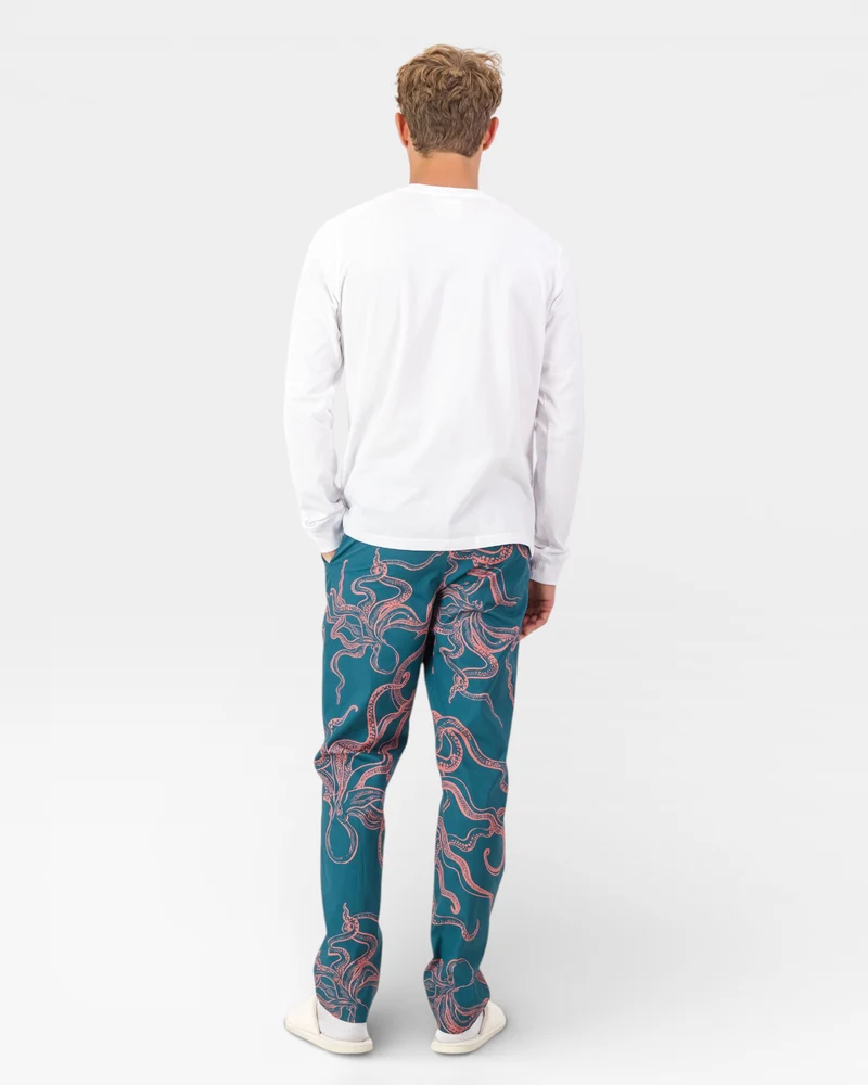 Men's Pyjama Set - Octopus Pink on White
