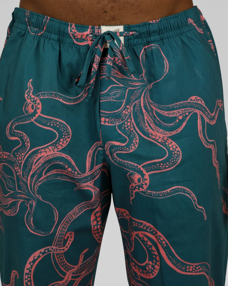 Men's Pyjama Set - Octopus Pink on White
