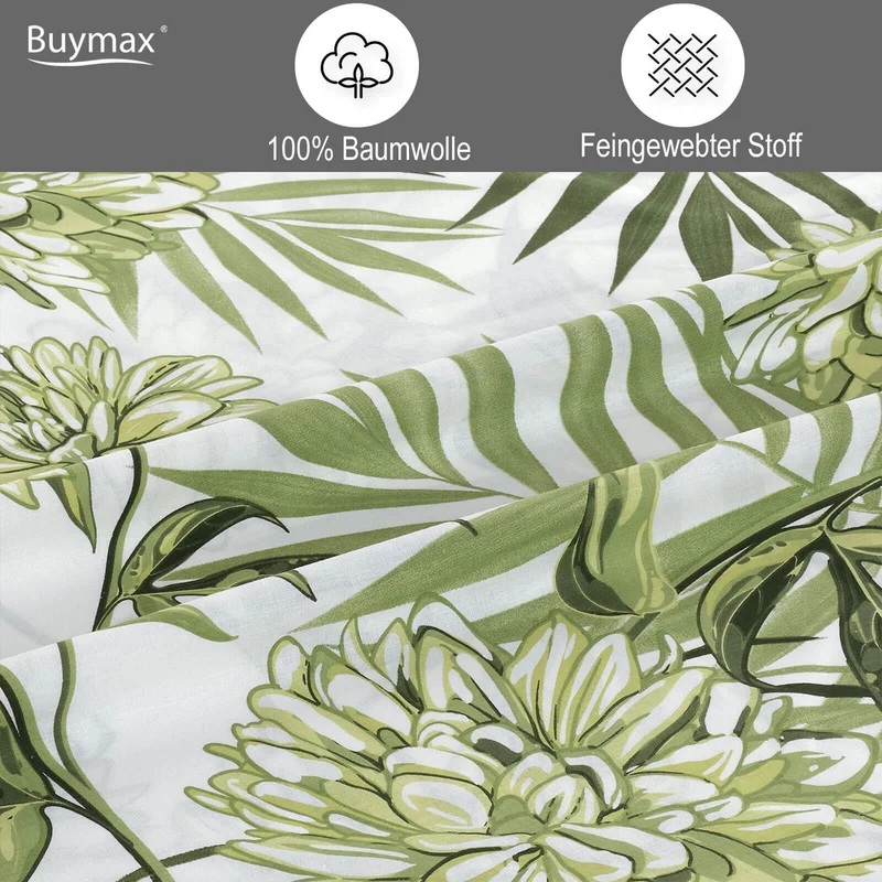 Renforcé Bettwäsche "Amazing Green", 100% Baumwolle, Reißverschluss