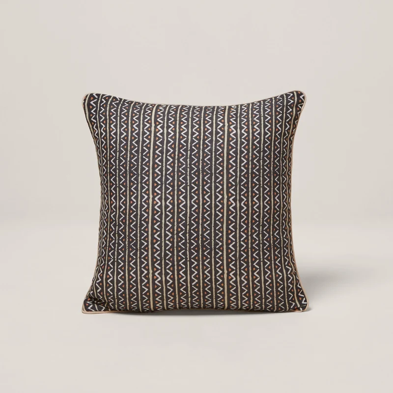 Housse de coussin MALIA noir et naturel