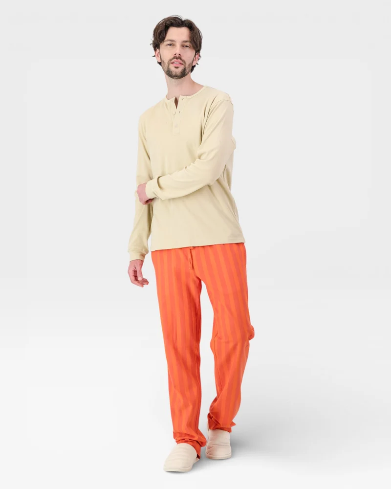 Men's Flannel Pyjama Set - Yoko Red & Stone