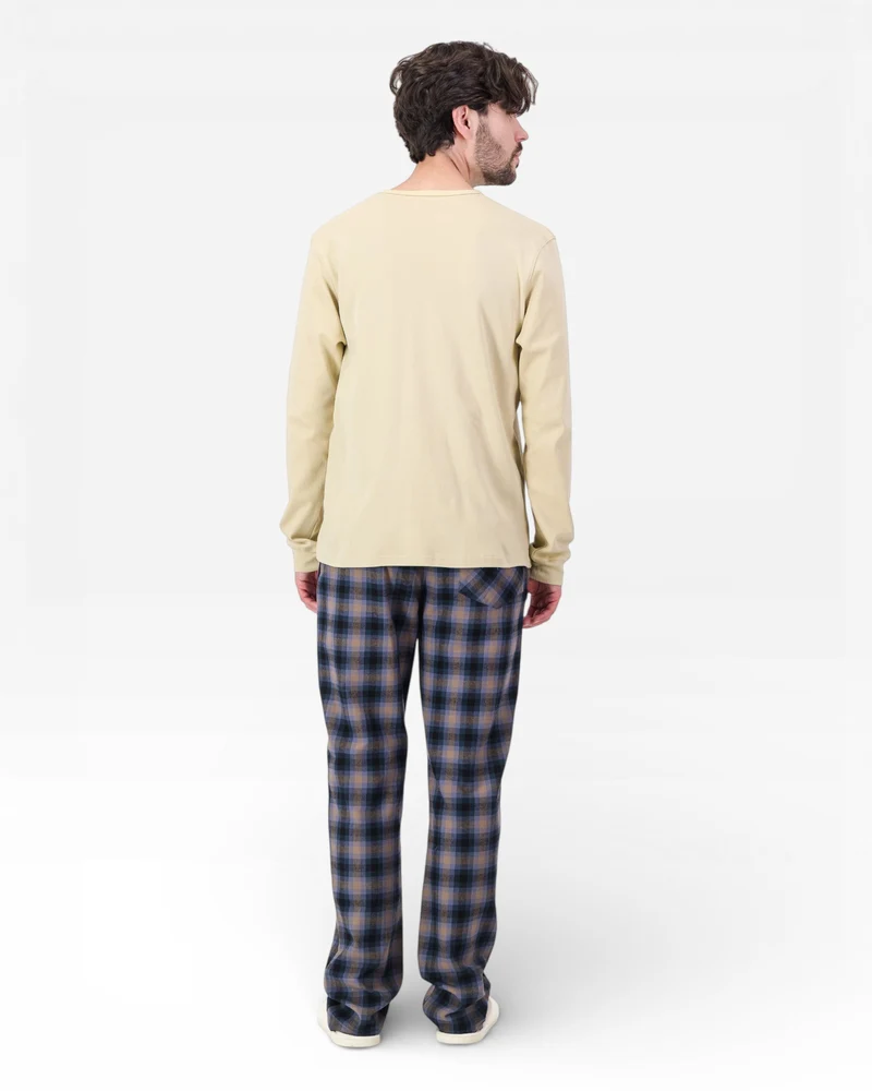Men's Flannel Pyjama Set - Yorke Navy & Stone