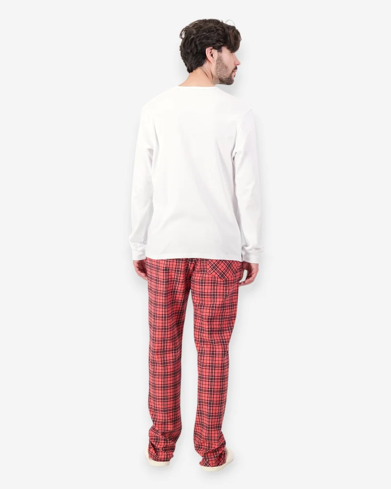 Men's Flannel Pyjama Set - Camden Red & White