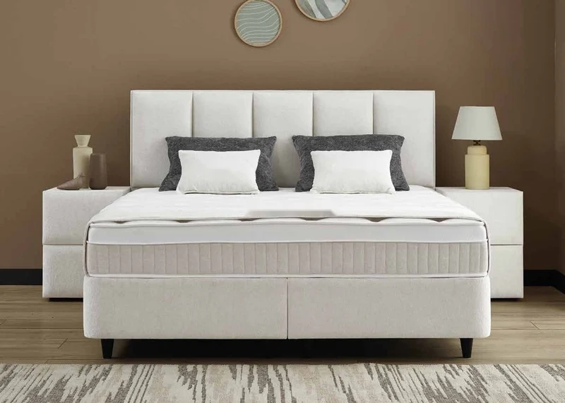 Casa Padrino Luxus Boxspringbett mit gepolstertem Kopfteil Weiß 90 x 200 cm - Luxus Schlafzimmer Möbel