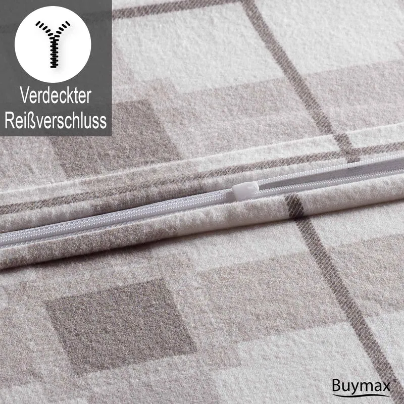 Biber Bettwäsche Set "Nuevo", Karomuster, 100% Baumwolle, Reißverschluss, 80x80 cm Kissenbezug