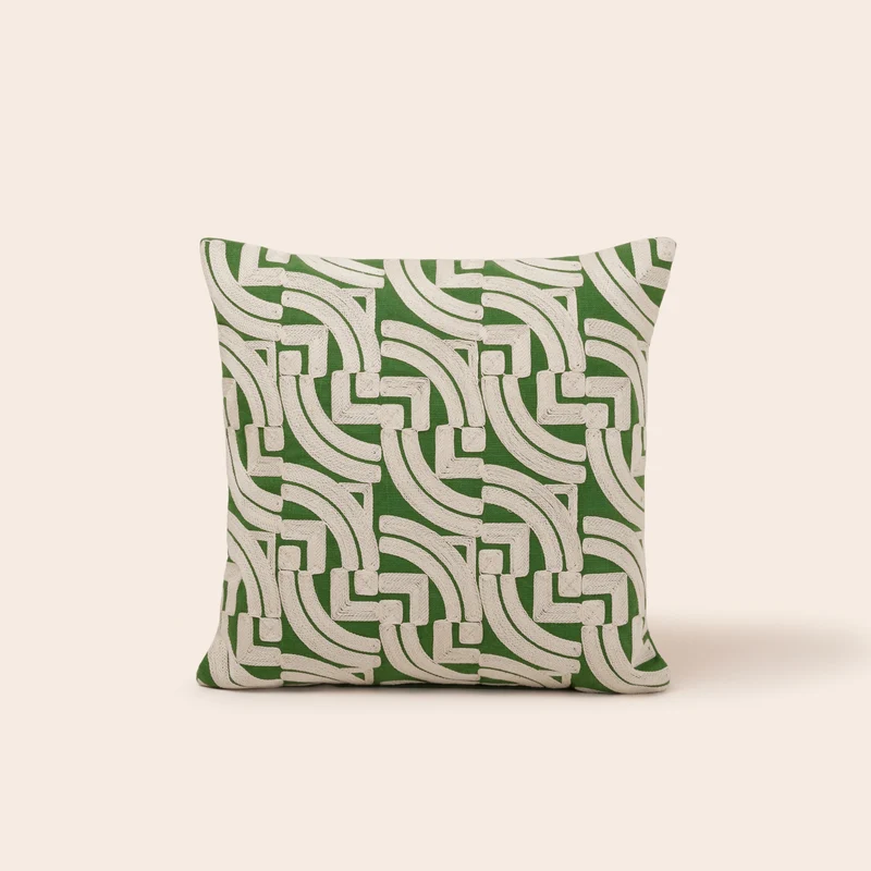 Housse de coussin IAKOBO naturel et vert