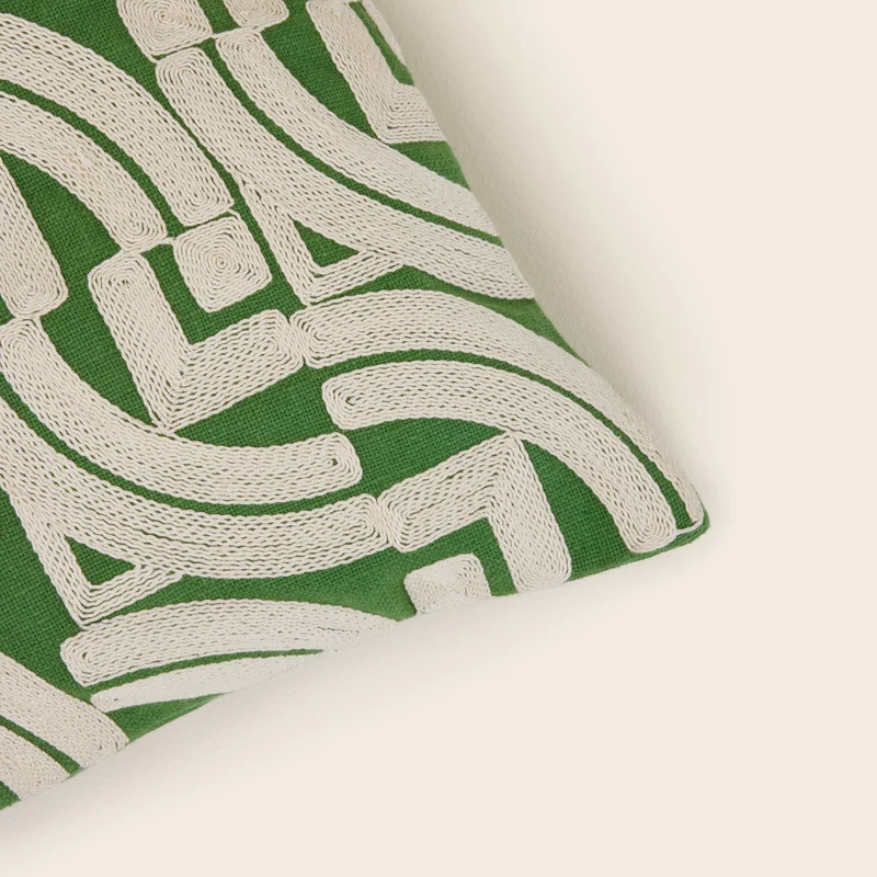 Housse de coussin IAKOBO naturel et vert