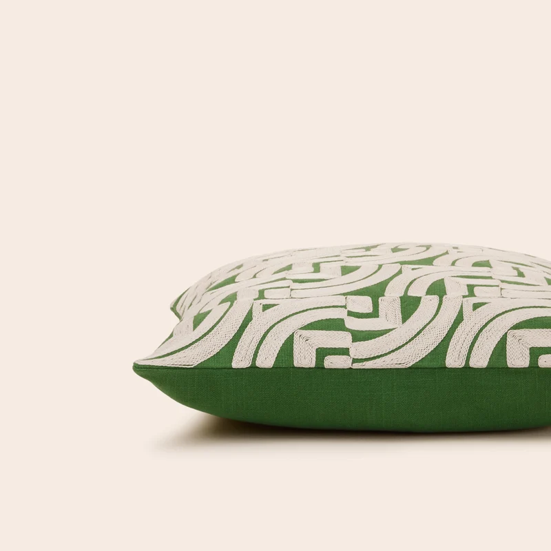 Housse de coussin IAKOBO naturel et vert