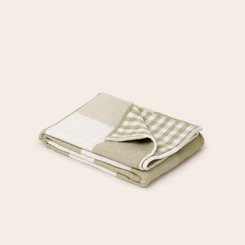Plaid JEANIE vert olive douce