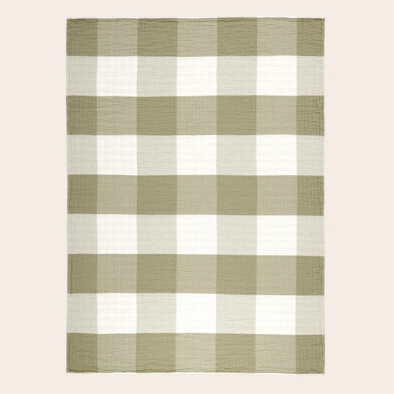 Plaid JEANIE vert olive douce