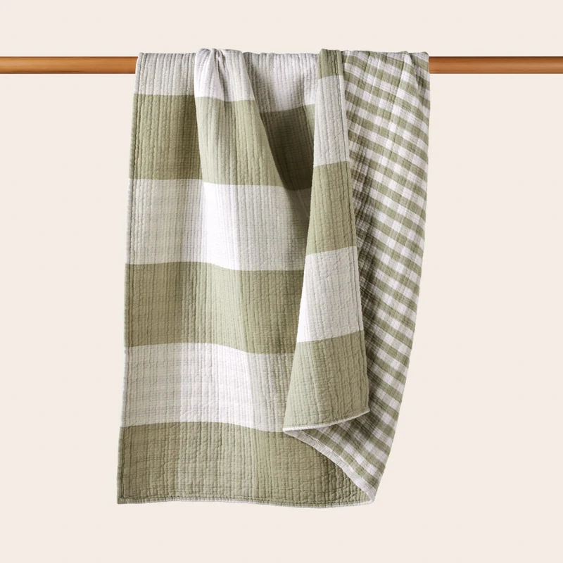 Plaid JEANIE vert olive douce
