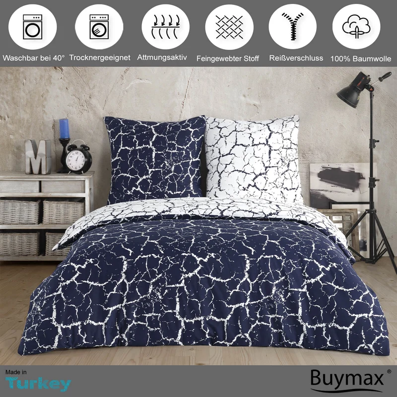 Renforcé Wende Bettwäsche "Mercer Royal", 100% Baumwolle, 80x80 Kissenbezug