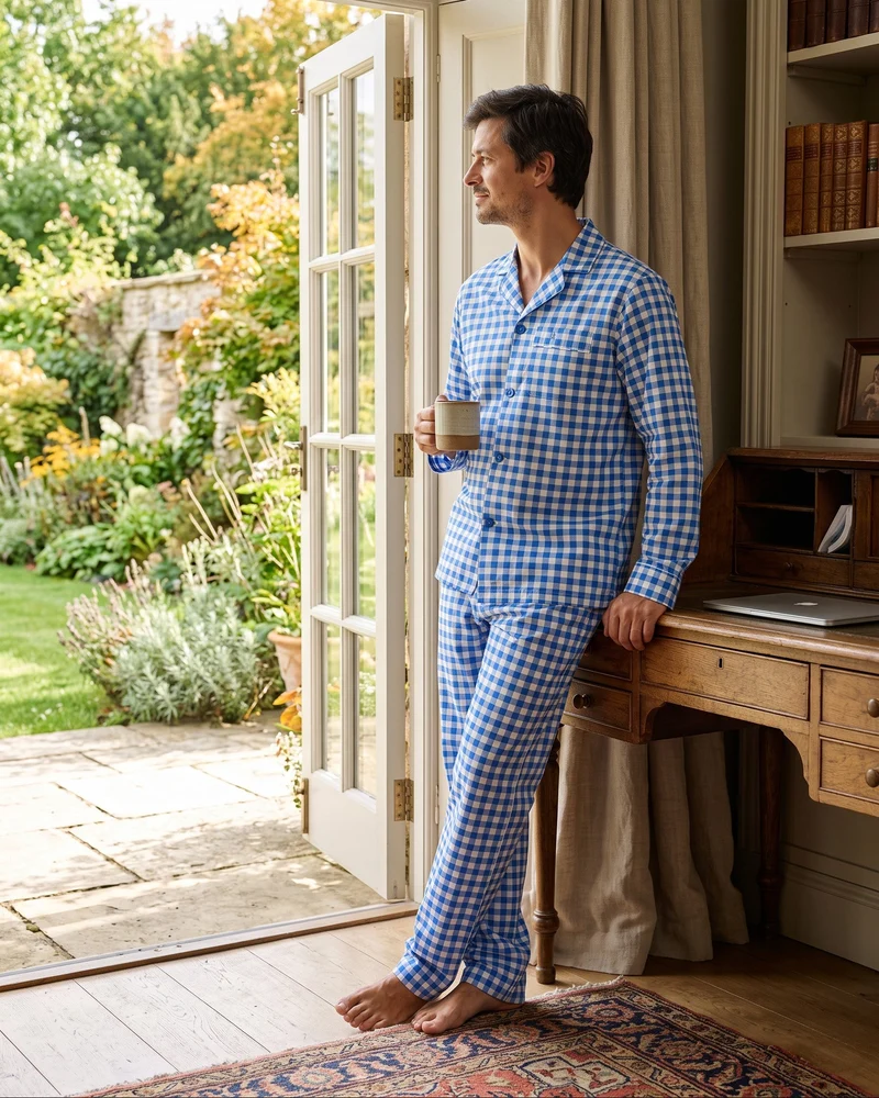 Men's pyjamas – Blue Gingham