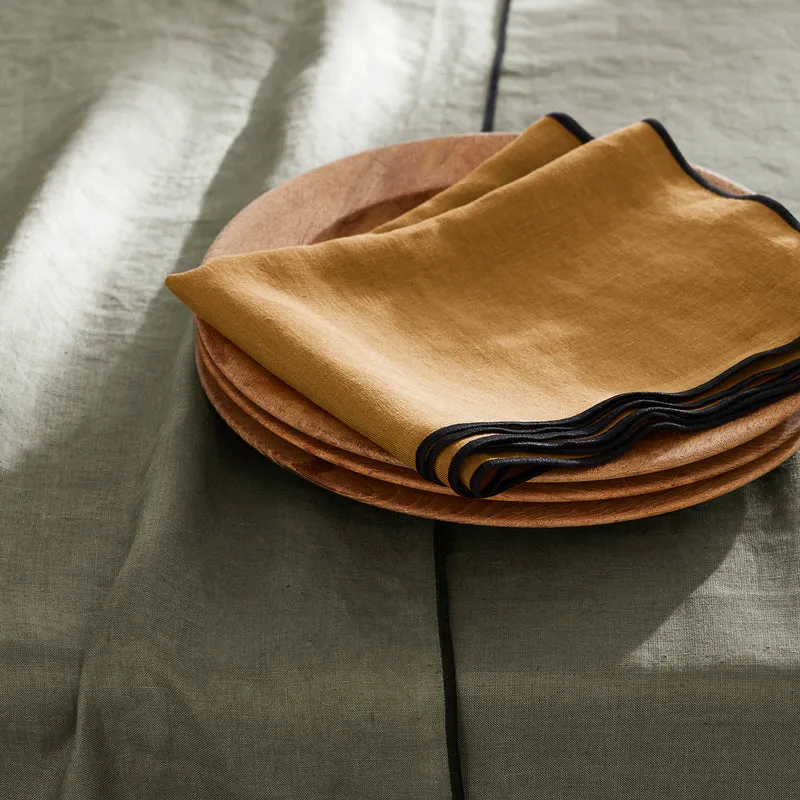 Nappe rectangulaire CARLINA kaki grisé et bourdon noir
