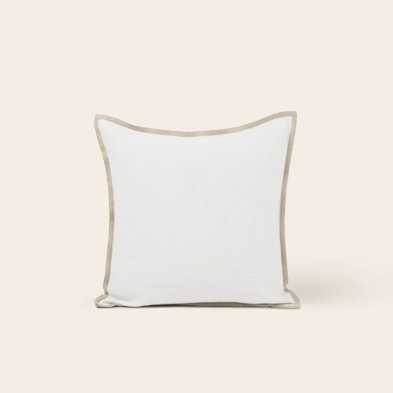 Housse de coussin TOINON blanc et bourdon naturel