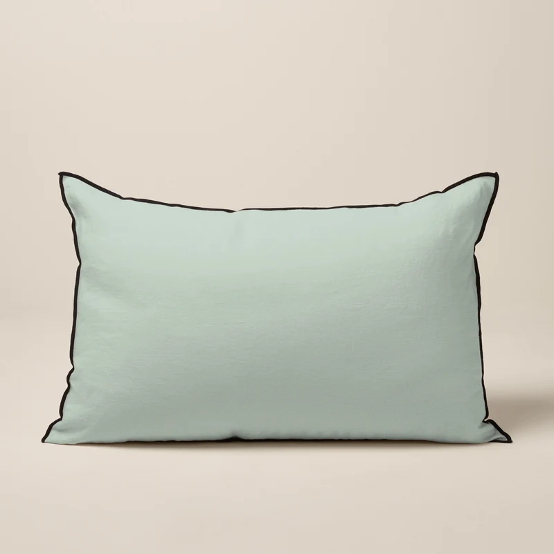 Housse de coussin CARLINA tilleul et bourdon noir