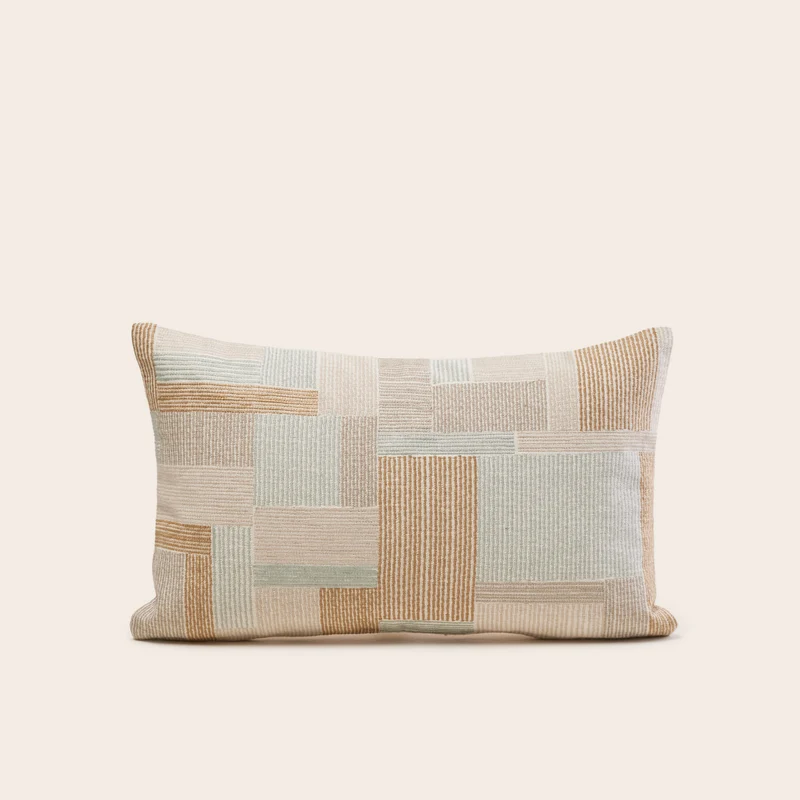 Housse de coussin ELIASS naturels et céladon