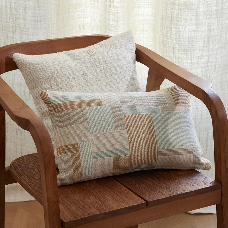 Housse de coussin ELIASS naturels et céladon