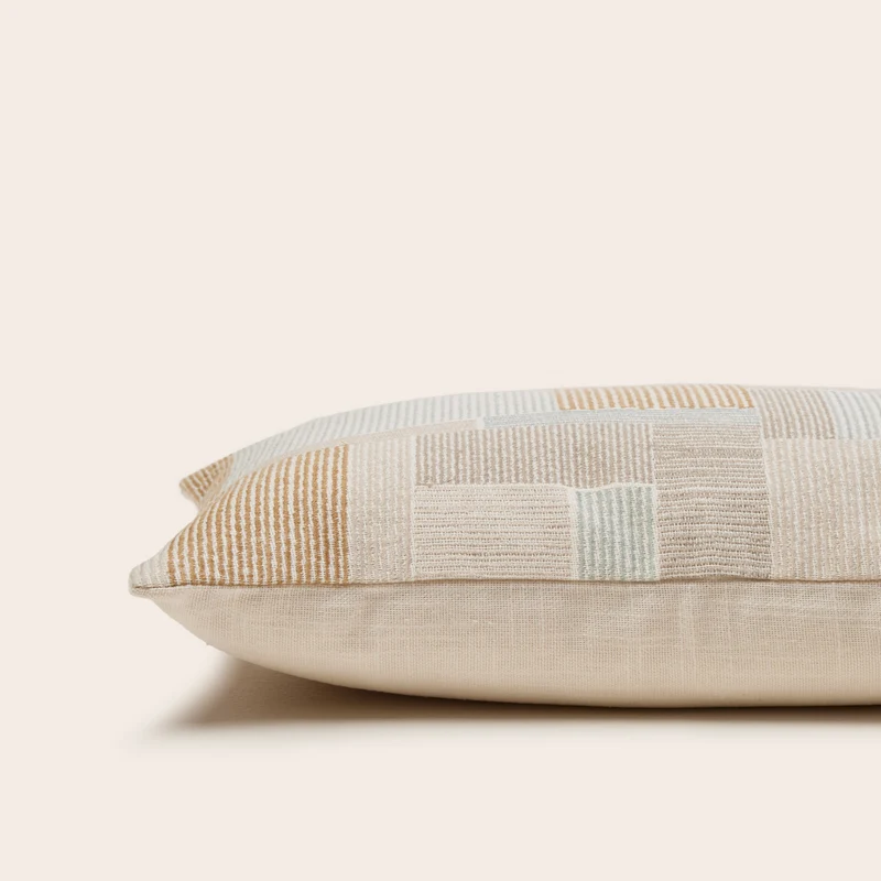 Housse de coussin ELIASS naturels et céladon