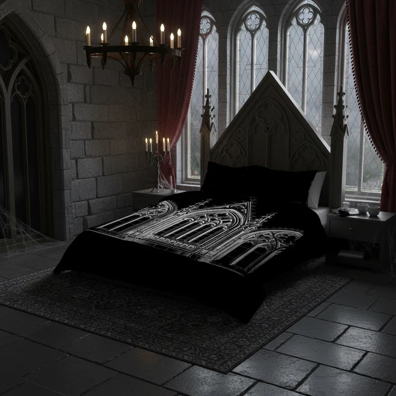 WSH - Cathedral Visions - Twin Bedspread Top Cover / Throw / Fleece / Tapestry