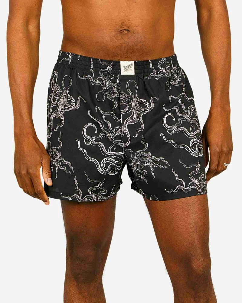 Men's Boxer Shorts - Octopus Black