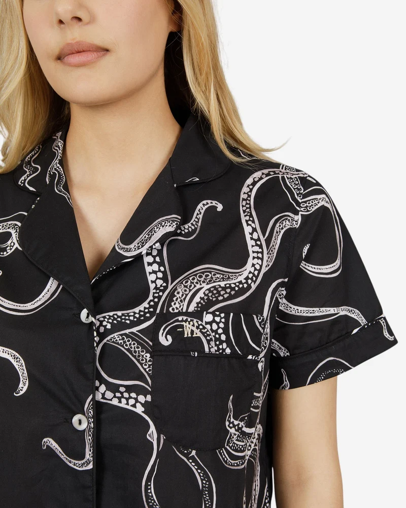 Women's short pyjamas – Octopus Black