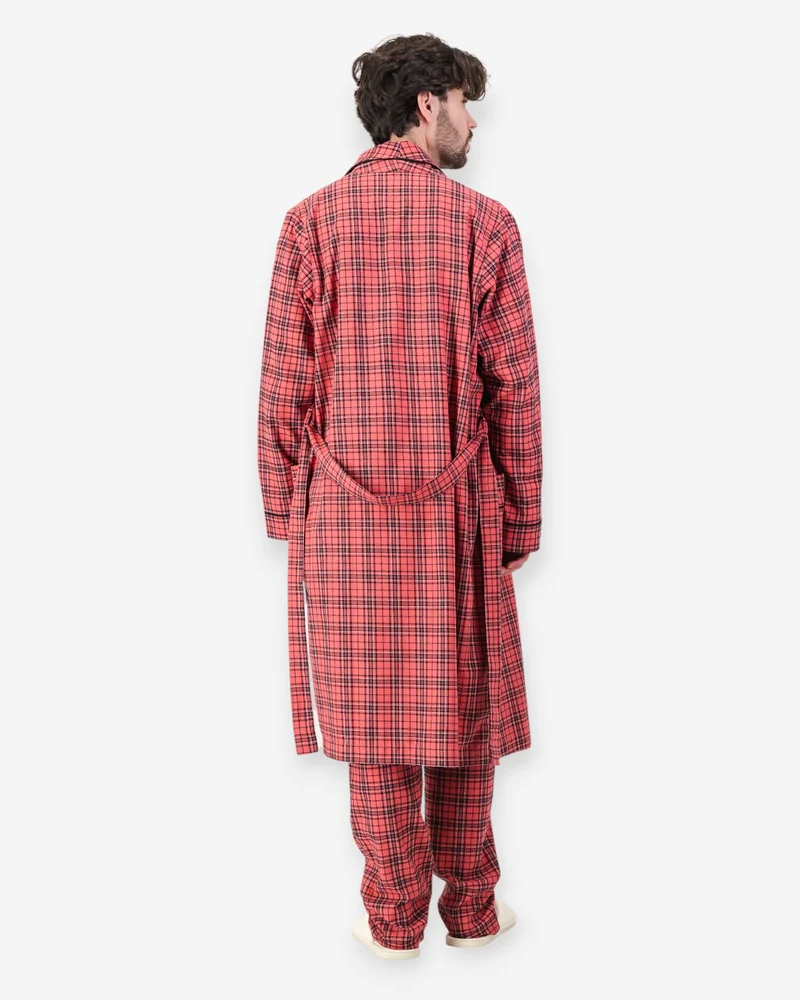 Men's Flannel Dressing Gown - Camden Red