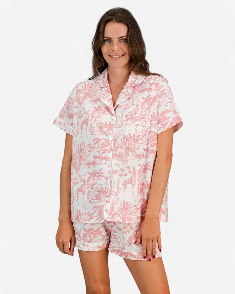 Women's short pyjamas - Mono Safari Pink