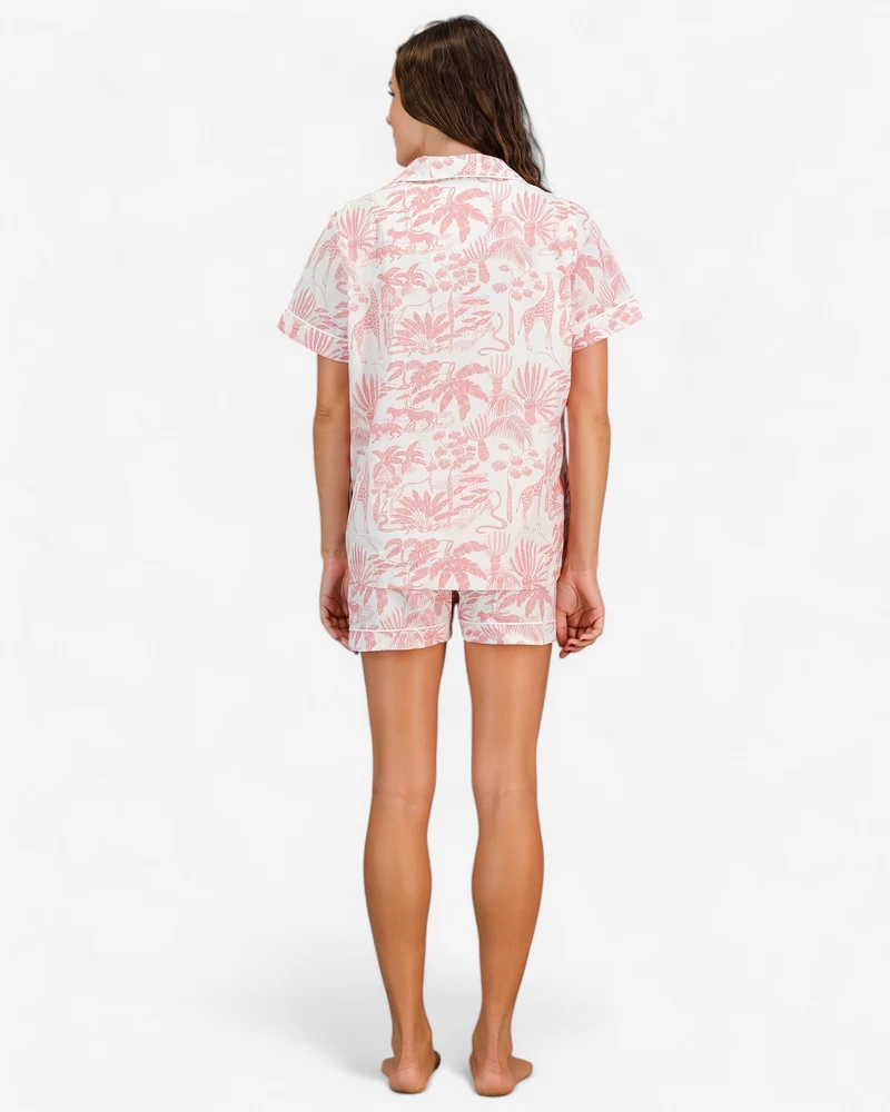 Women's short pyjamas - Mono Safari Pink