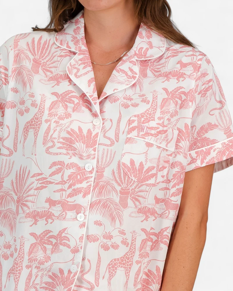 Women's short pyjamas - Mono Safari Pink