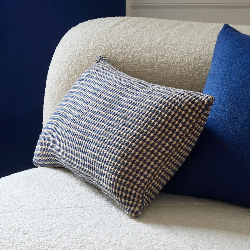 Housse de coussin MIKENO bleu et naturel