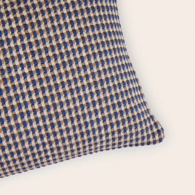Housse de coussin MIKENO bleu et naturel
