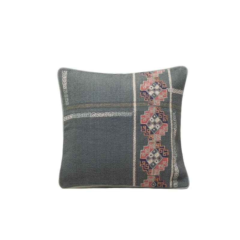 Housse de coussin IZTEL vert grisé et multicolore