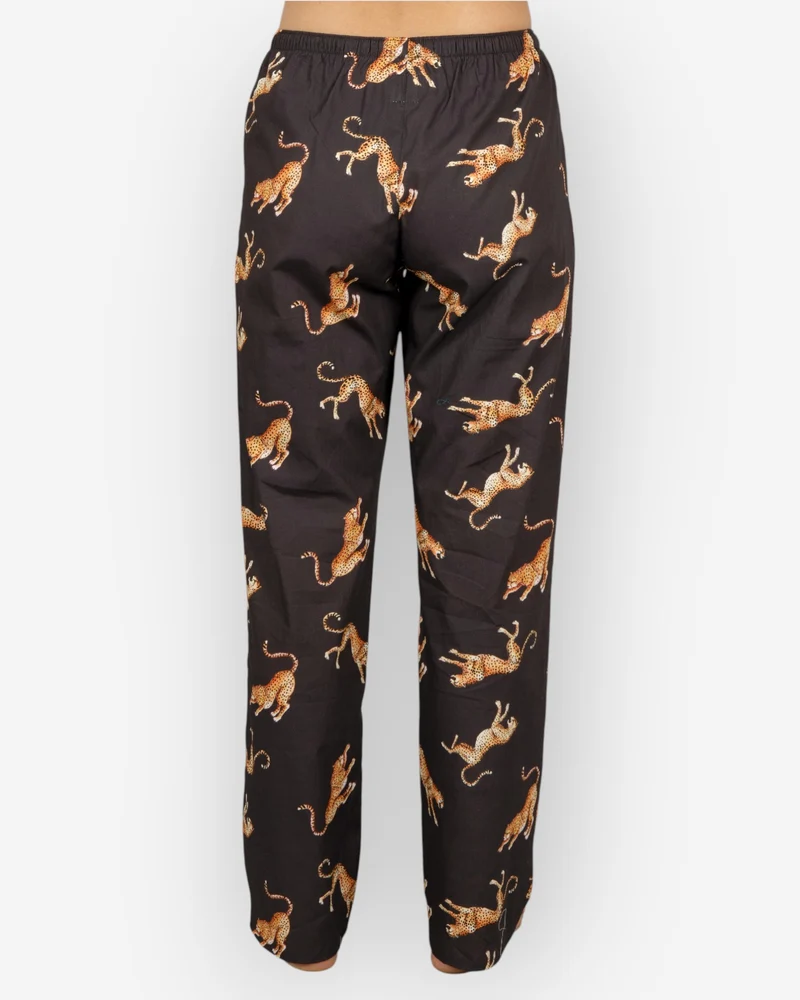 Women's Pyjamas – Jumping Cheetah on Charcoal