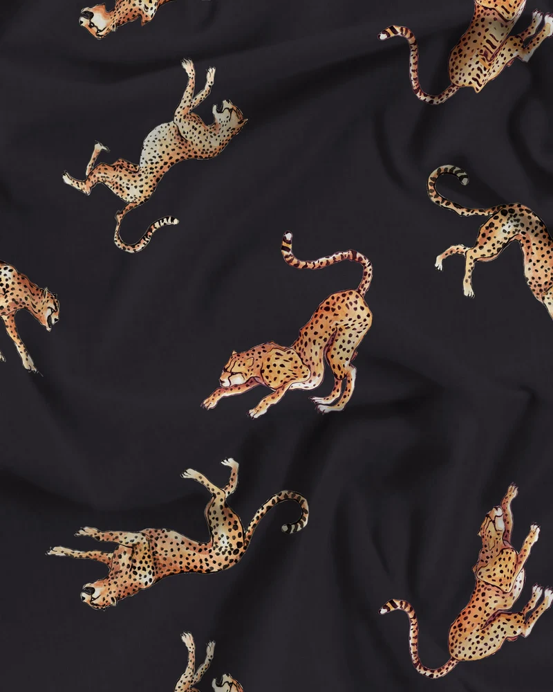 Women's Pyjamas – Jumping Cheetah on Charcoal