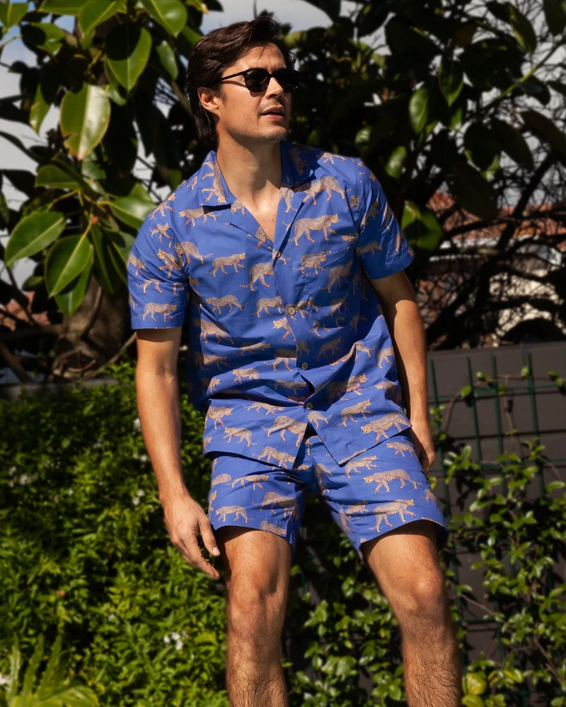Men's Summer Shirt – Blue Cheetah